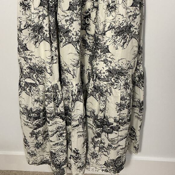 Davi & Dani Black Cream Toile Tiered Ribbon Shoulder Tie Maxi Dress Size Large - Picture 5 of 14